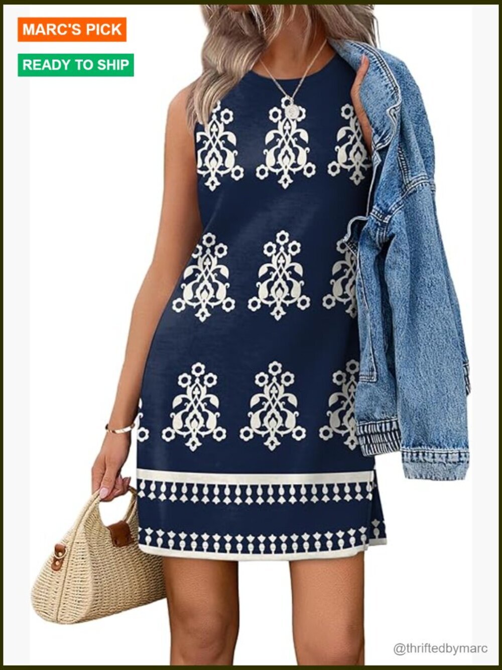 Womens Sleeveless Tank Dress Crewneck A-Line Knee Length Summer Vacation